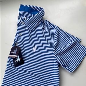 Boys Johnnie-O blue and white striped polo